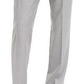 Calça de terno listrada cinza média slim fit masculina HUGO, tamanho 34