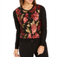Cardigan feminino bordado com lantejoulas Charter Club, preto, multifloral, tamanho pequeno P