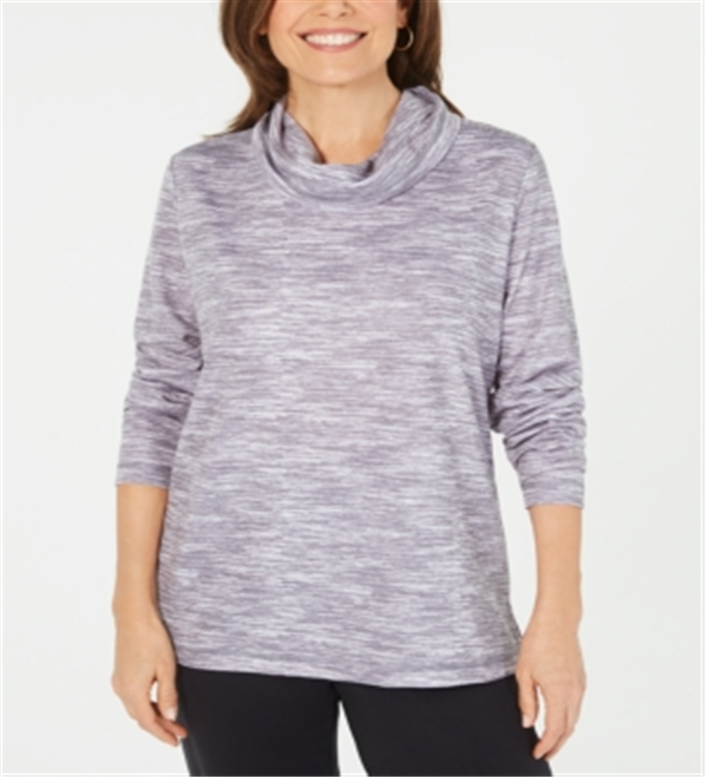 Karen Scott Top Feminino Gola Funil Tingido Espacial Cinza Fumaça Tamanho Pequeno GG