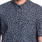 Camisa masculina Quiksilver com estampa floral e botões, preta, tamanho médio