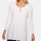 Alfred Dunner Top Feminino com Acabamento em Treliça Cravejada, Branco, Tamanho Pequeno, Extra Grande