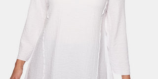 Alfred Dunner Top Feminino com Acabamento em Treliça Cravejada, Branco, Tamanho Pequeno, Extra Grande