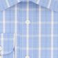 Camisa social masculina xadrez com gola Eagle, azul, tamanho 17,5 x 32 x 33