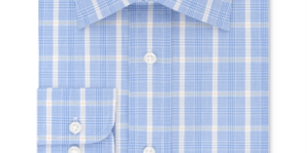Camisa social masculina xadrez com gola Eagle, azul, tamanho 17,5 x 32 x 33