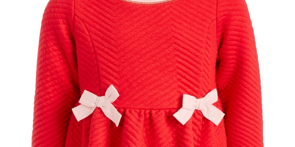 Vestido acolchoado para bebê menina First Impressions, vermelho, tamanho 24 meses