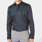 Camisa social masculina Bar III de algodão com gola gráfica e ajuste fino, fácil de cuidar, azul, tamanho 15,5 x 32-33