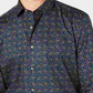 Camisa social masculina Bar III de algodão com gola gráfica e ajuste fino, fácil de cuidar, azul, tamanho 15,5 x 32-33