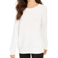 Suéter feminino canelado com ombros caídos, tamanho XX-G, branco, estilo &amp; Co