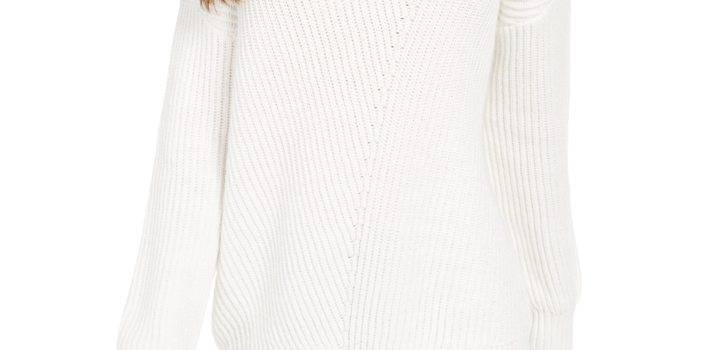 Suéter feminino canelado com ombros caídos, tamanho XX-G, branco, estilo &amp; Co