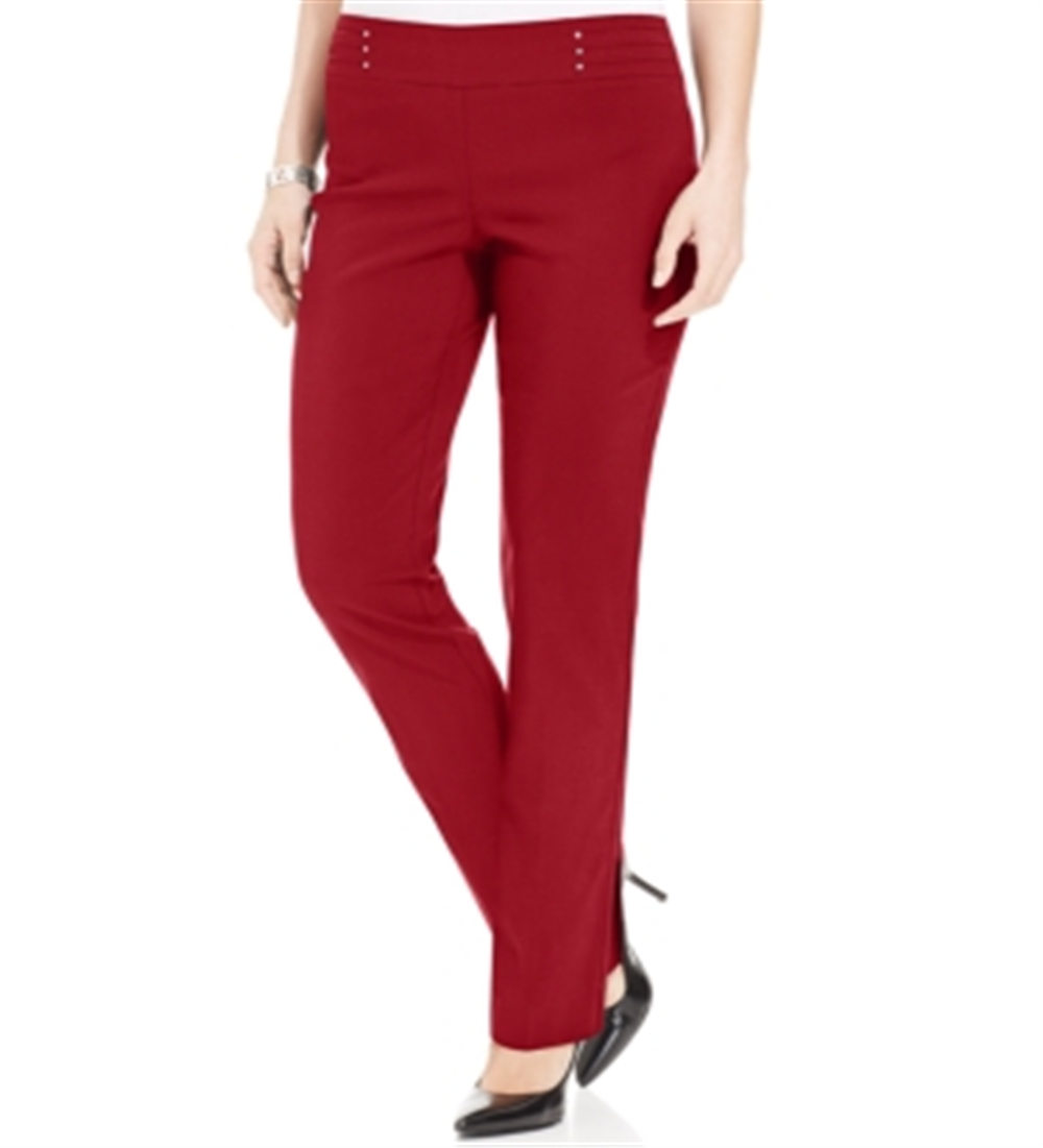 Calça e shorts com tachas femininos JM Collection, vermelho, tamanho pequeno P