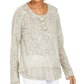 Top Henley de renda feminino Style &amp; Co, cinza, tamanho grande