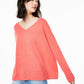 Suéter feminino de cashmere puro com decote em V Charter Club, vermelho, tamanho pequeno