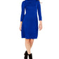 Vestido suéter feminino Nine West com gola alta, azul, tamanho grande