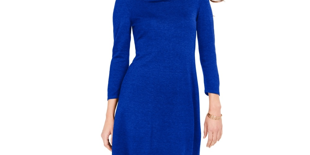 Vestido suéter feminino Nine West com gola alta, azul, tamanho grande
