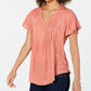 Blusa texturizada com mangas esvoaçantes feminina Style &amp; Co, laranja, tamanho XX-G