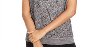 Suéter texturizado feminino Alfani, preto e branco, tamanho pequeno e médio