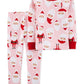 Calça de dormir Carter's para meninas, estampa de Papai Noel, pijama rosa, tamanho 5T
