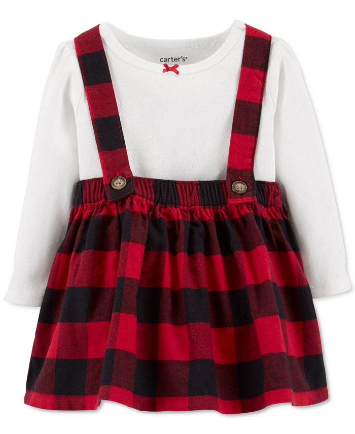 Body Carter's para bebês meninas, saia xadrez, vermelho, tamanho 6 meses