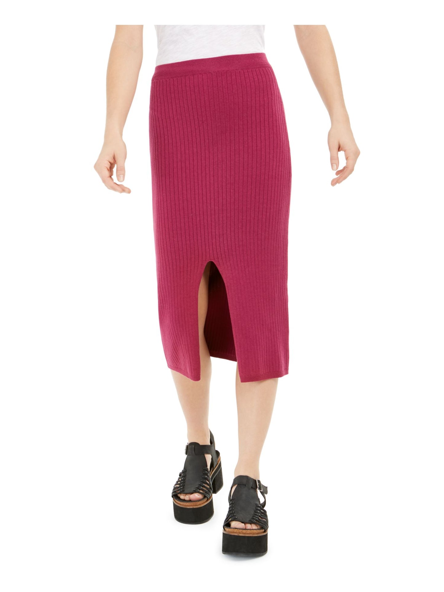 Saia lápis texturizada abaixo do joelho feminina Free People, roxa, tamanho pequeno