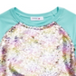 Beautees Big Girl's Flip Rainbow Sequin Top Azul Tamanho X-Grande