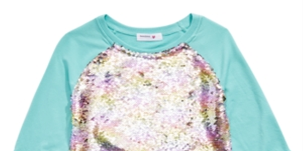Beautees Big Girl's Flip Rainbow Sequin Top Azul Tamanho X-Grande