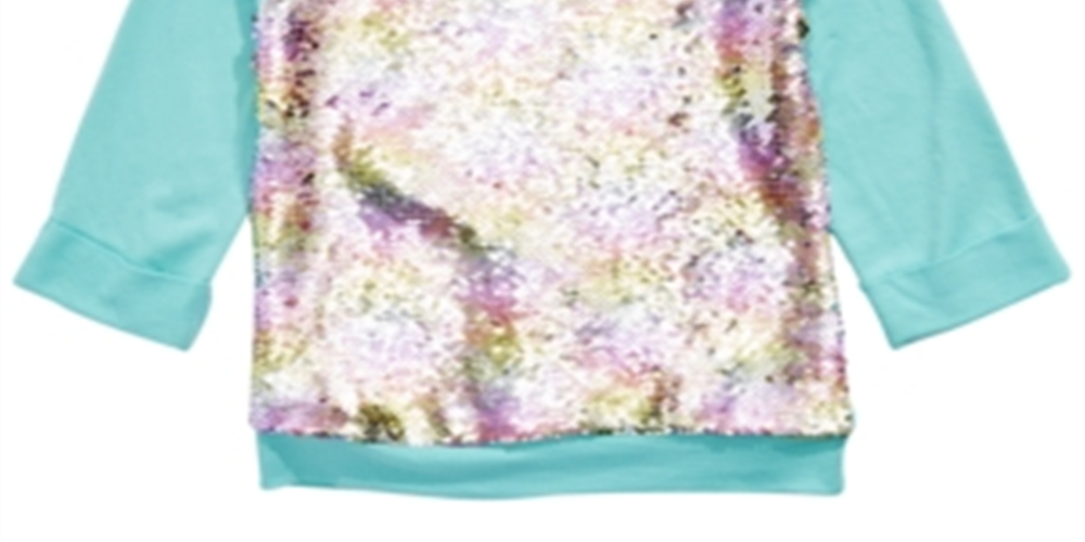 Beautees Big Girl's Flip Rainbow Sequin Top Azul Tamanho X-Grande