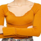 Blusa feminina com nervuras e renda Bit of Lace da Free People, marrom, tamanho médio