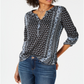 Blusa feminina com mangas bufantes e estampa estilo &amp; co, preta, tamanho PP
