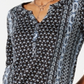 Blusa feminina com mangas bufantes e estampa estilo &amp; co, preta, tamanho PP