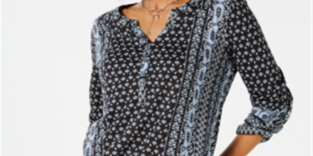 Blusa feminina com mangas bufantes e estampa estilo &amp; co, preta, tamanho PP