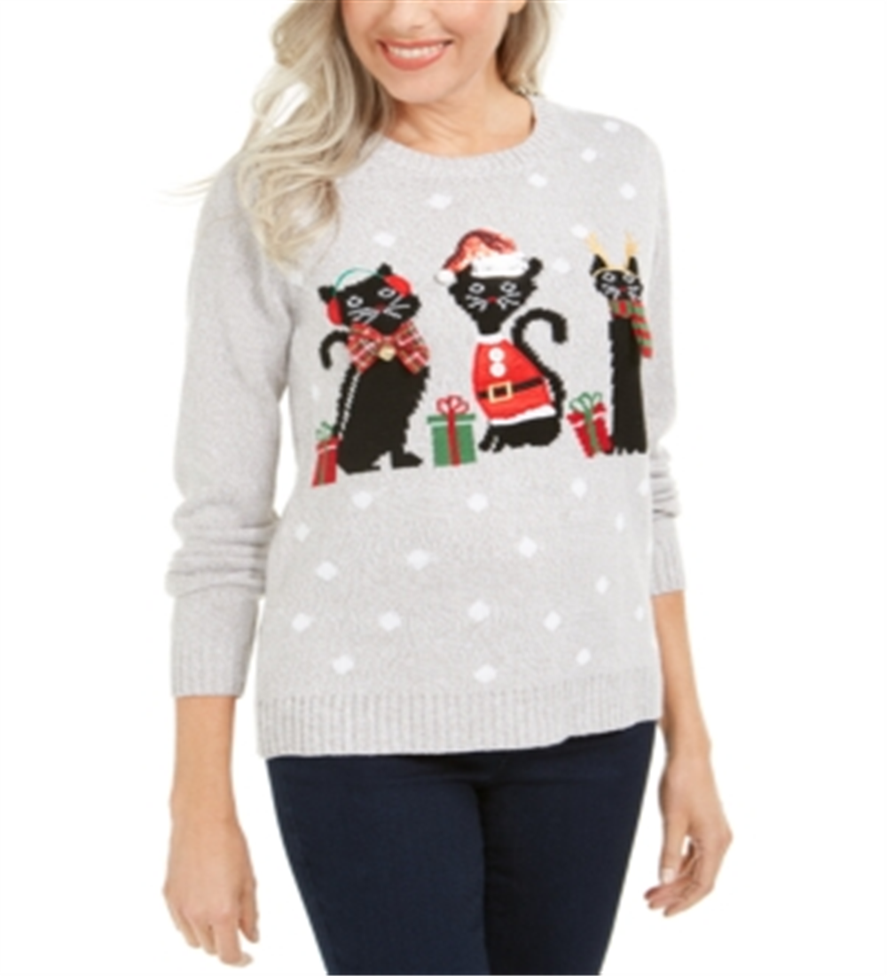 Karen Scott Suéter feminino aconchegante e fofo, cinza, tamanho pequeno G