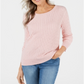 Karen Scott Suéter Feminino CableKnit Gola Redonda Rosa Rosa Tamanho Pequeno G