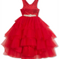 Vestido de festa para meninas grandes, edições raras, em camadas, vermelho, tamanho 10