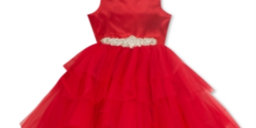 Vestido de festa para meninas grandes, edições raras, em camadas, vermelho, tamanho 10