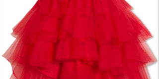 Vestido de festa para meninas grandes, edições raras, em camadas, vermelho, tamanho 10