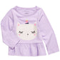 Camiseta infantil First Impressions para bebês meninas, algodão Caticorn, bainha peplum, roxa, tamanho 18