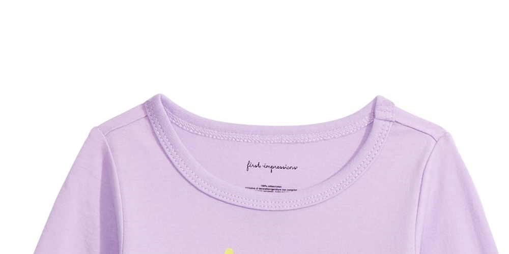 Camiseta infantil manga longa elefante First Impressions para meninas, roxa, tamanho 3-6 meses