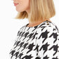 Charter Club Top Feminino Pied de Poule Manga 3/4 Gola Joia Preto Tamanho Pequeno GG