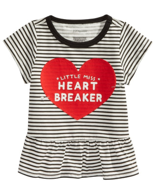 Camiseta infantil de algodão com estampa de corações para bebês First Impressions, branca, tamanho 3-6