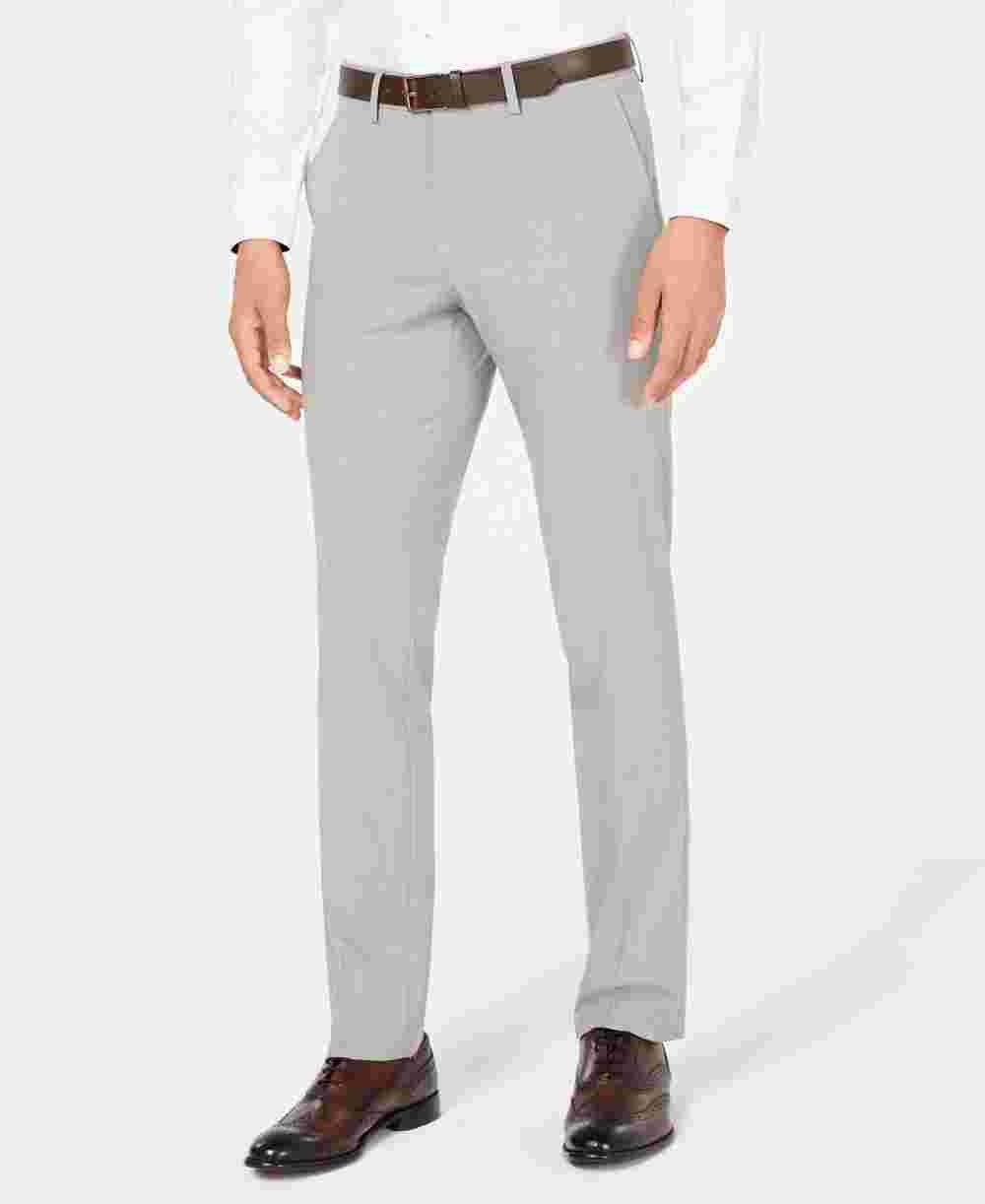 Calça social masculina Kenneth Cole Slim Fit Stretch, tamanho 34x34, prateada