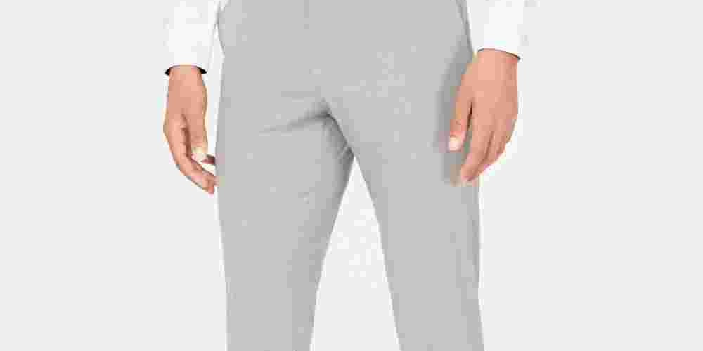 Calça social masculina Kenneth Cole Slim Fit Stretch, tamanho 34x34, prateada
