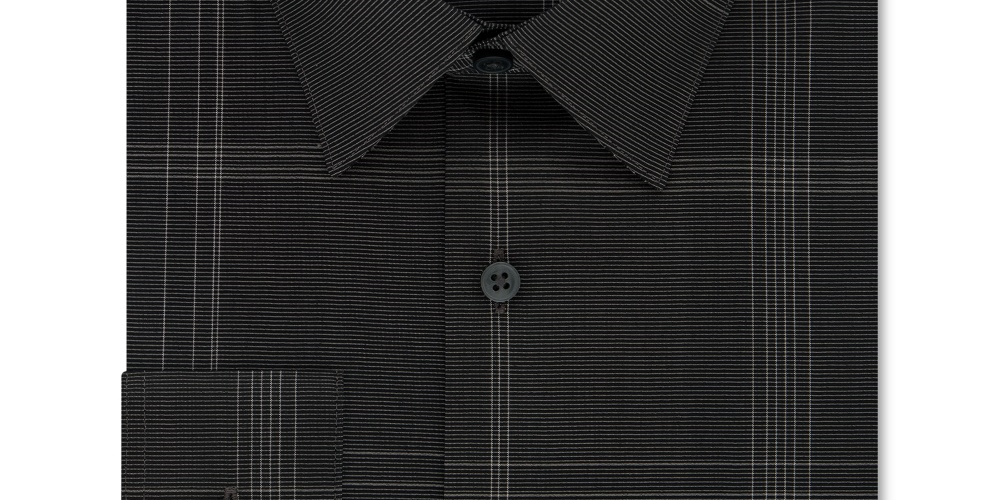Camisa social masculina Calvin Klein Infinite Color Slim Fit, sem passar, com estampa xadrez elástica, tamanho cinza, 18x34x35