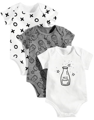 Body infantil First Impressions, pacote com 3 peças, Xo Milk Cotton, para meninos e meninas, branco, tamanho 6-9