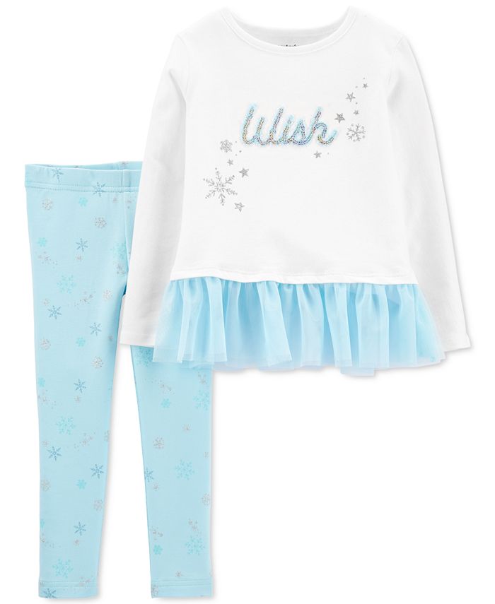 Conjunto de leggings Carters Baby Girls Snowflake Wish, 2 peças, branco, tamanho 6 meses