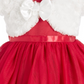 Conjunto de vestido de tule e ombros de ombros de pele sintética infantil Blueberi Boulevard para meninas, tamanho 3-6, vermelho