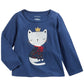 Camiseta infantil First Impressions de algodão para bebês meninas, estampa de gato, azul, tamanho 24
