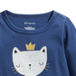 Camiseta infantil First Impressions de algodão para bebês meninas, estampa de gato, azul, tamanho 24