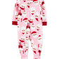 Carter's Girl's Print Santa Fleece Footie Rosa Tamanho 5T