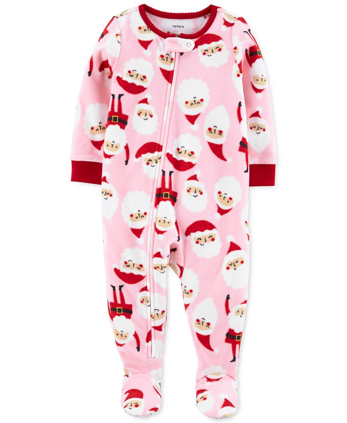Carter's Girl's Print Santa Fleece Footie Rosa Tamanho 5T