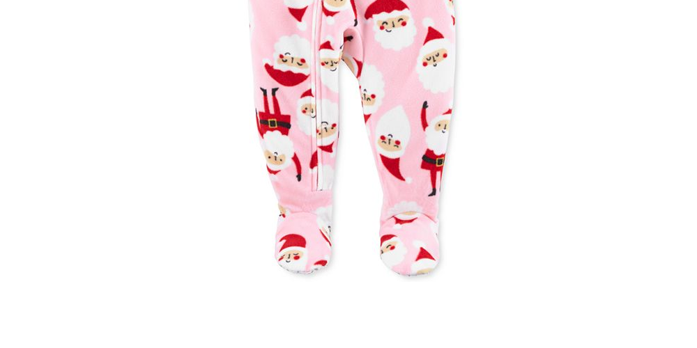 Carter's Girl's Print Santa Fleece Footie Rosa Tamanho 5T